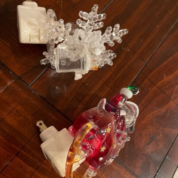 Set of two Christmas night lights Santa and snowman work good - Picture 1 of 9